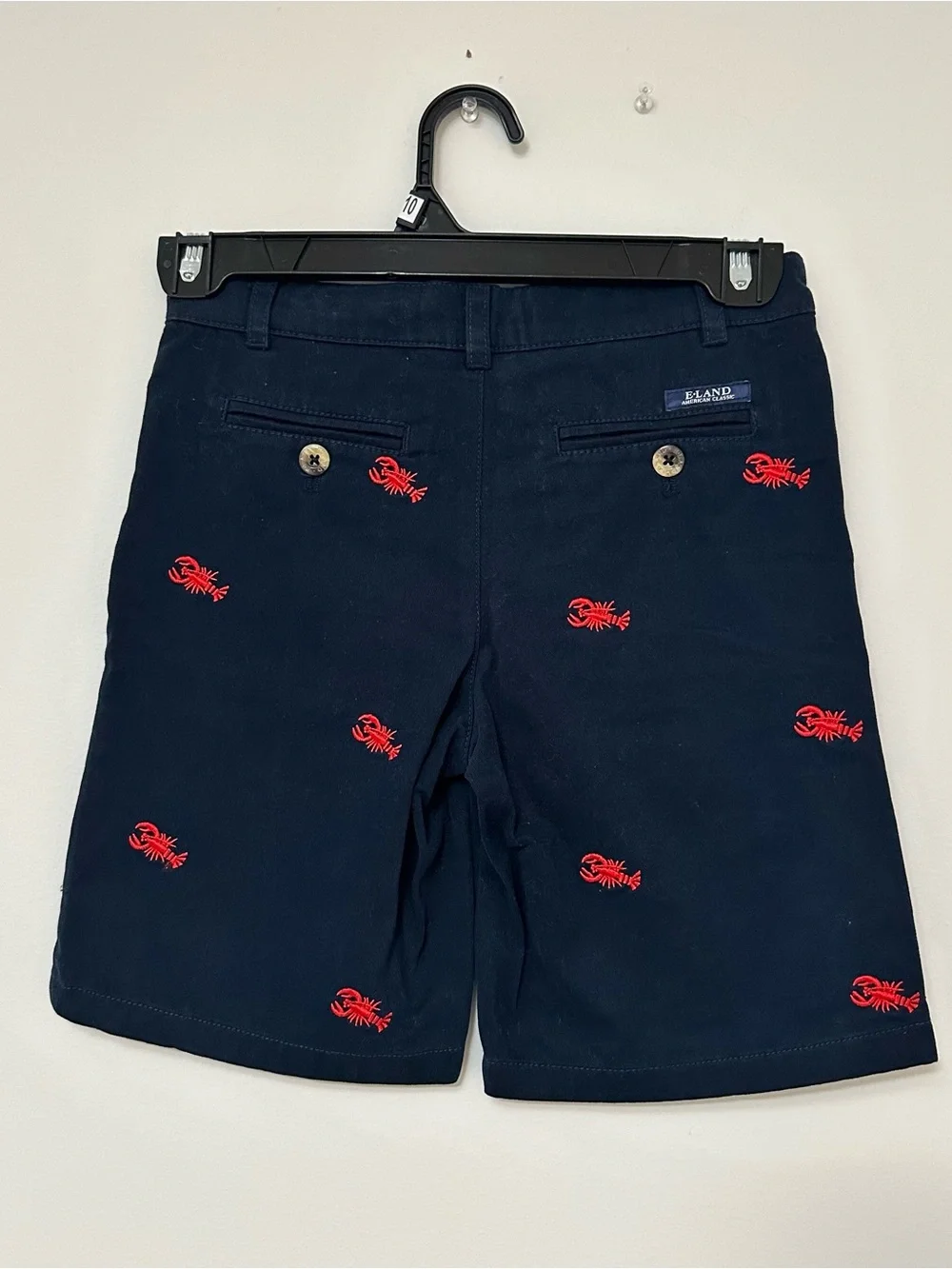 E-Land Kids Boy's size 6 NEW Navy Shorts with Red Embroidered Lobsters Summer